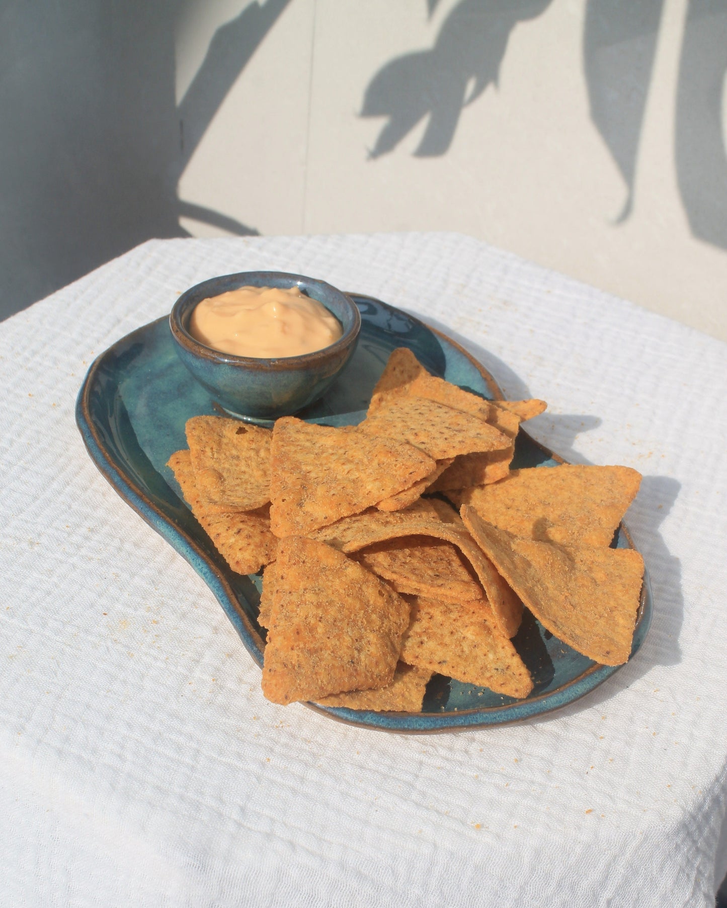 Snack Plate with attached Dip Bowl